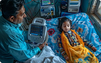 Child with doctors in Pediatric Intensive Care Unit (PICU) – KKCTH