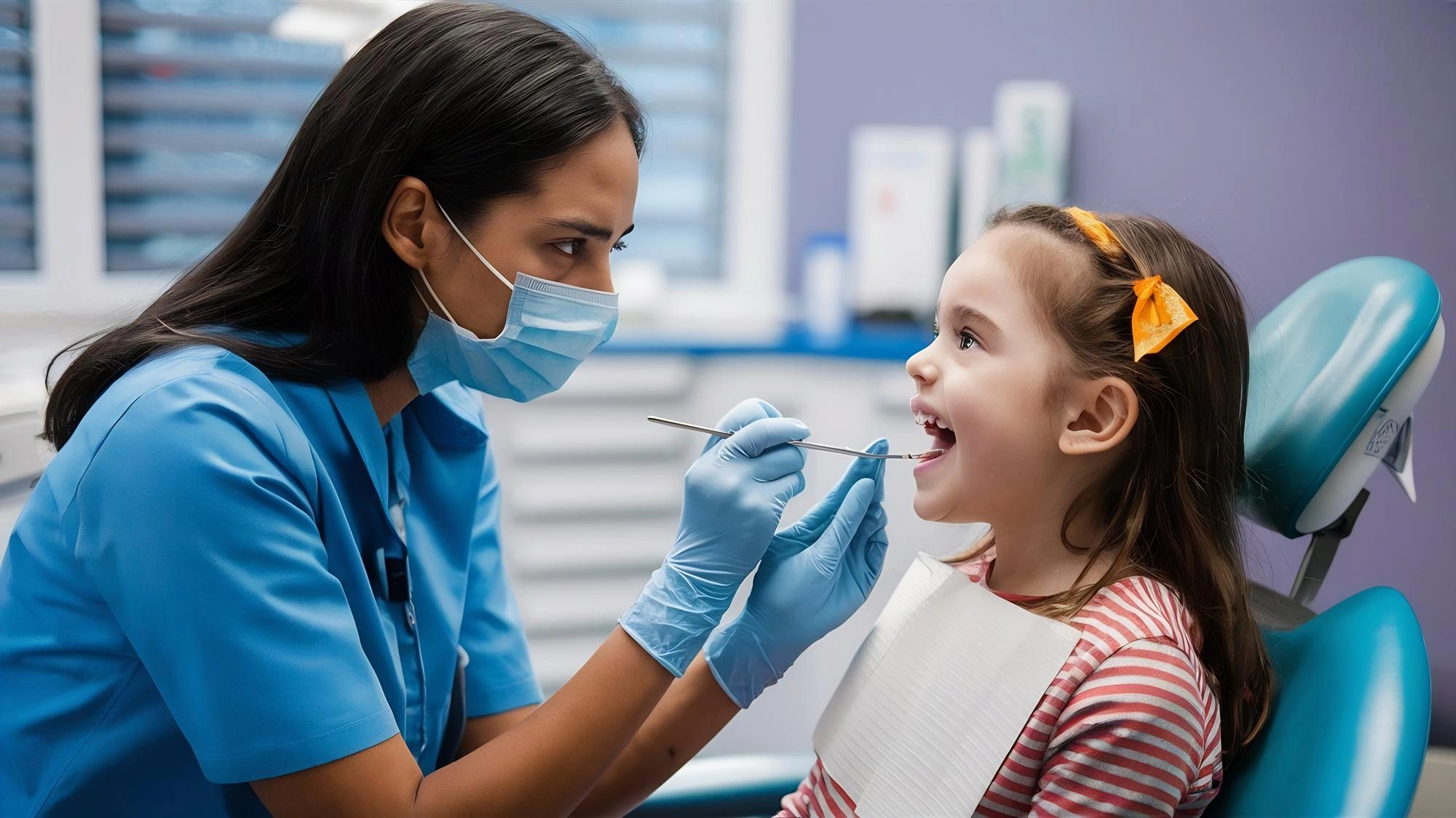 Child lying in bed at pediatric dentistry care