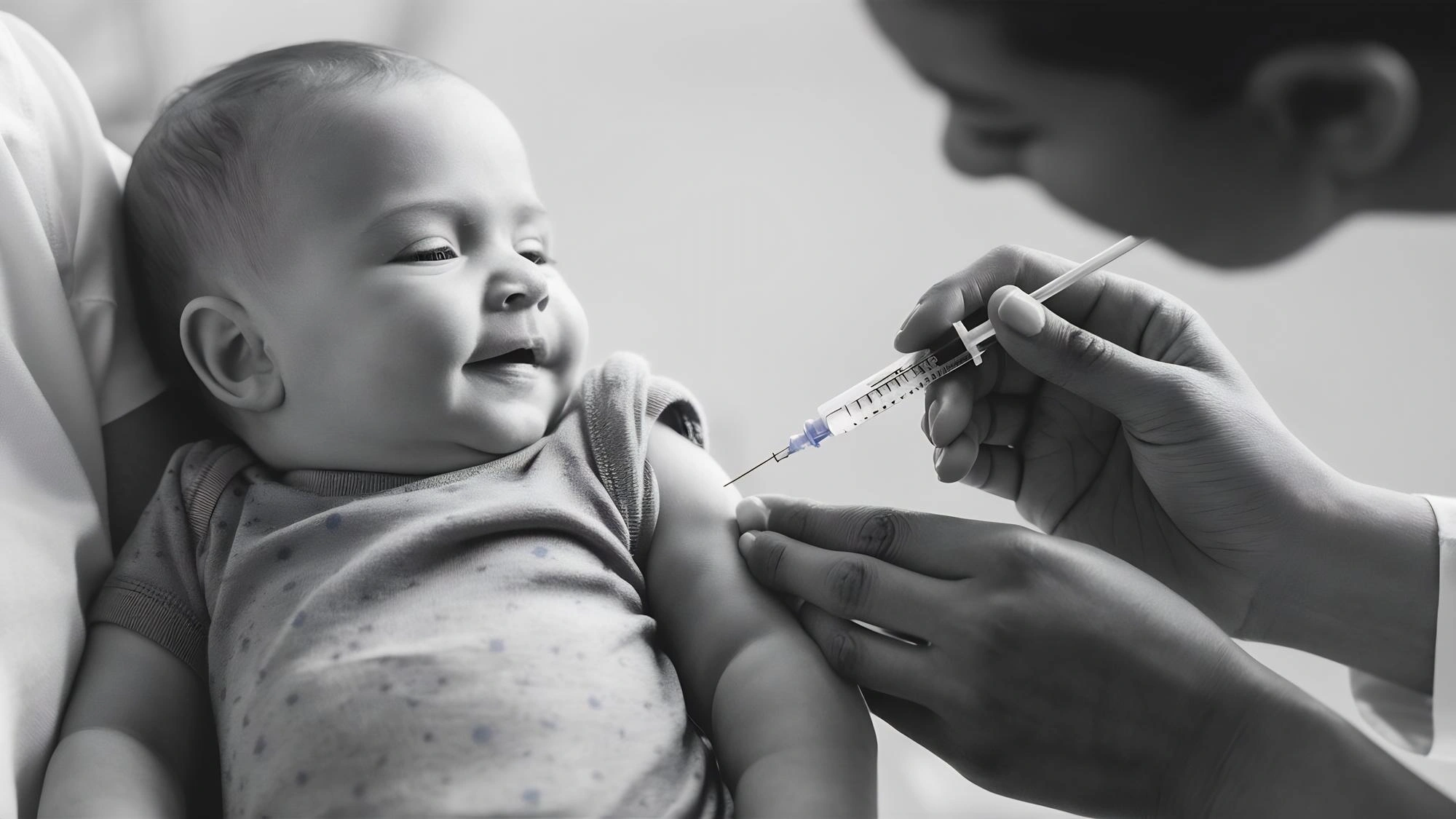 Doctor administering injection to a child