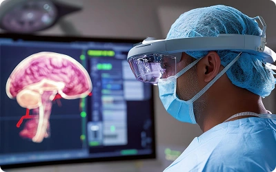 Child receiving pediatric neurosurgery treatment