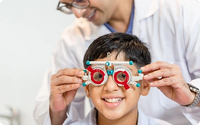 Child at pediatric ophthalmology clinic